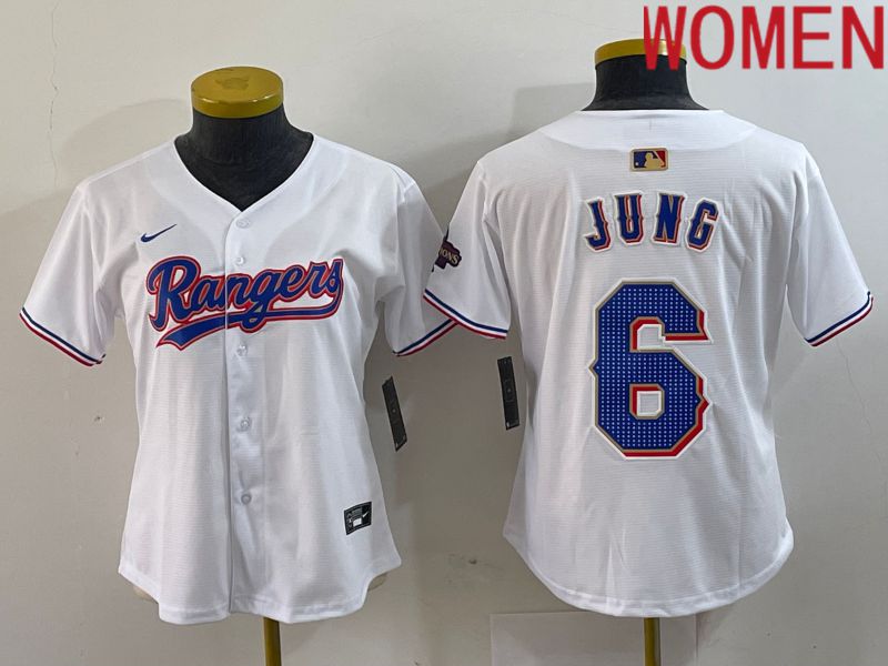 Women Texas Rangers #6 Jung White Champion Game Nike 2024 MLB Jersey style 1